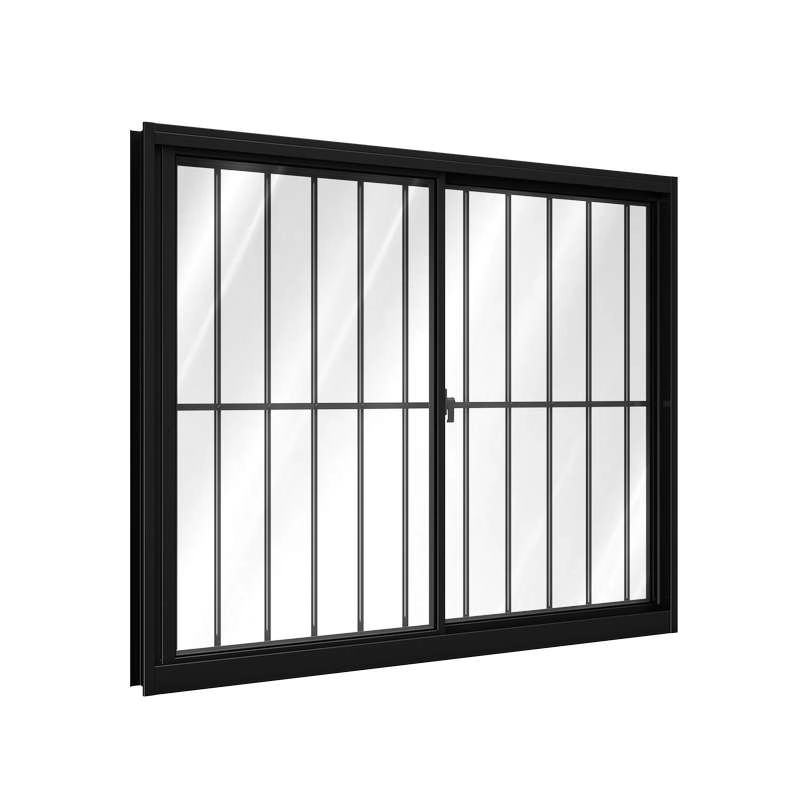 Janela De Alumínio De Correr 100 X 100 X 8,5 Cm Preto 2 Folhas Com Grade Riobras