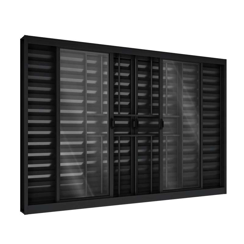 Janela De Alumínio Veneziana 100 X 150 X 10 Cm Preto 6 Folhas Com Grade Riobras