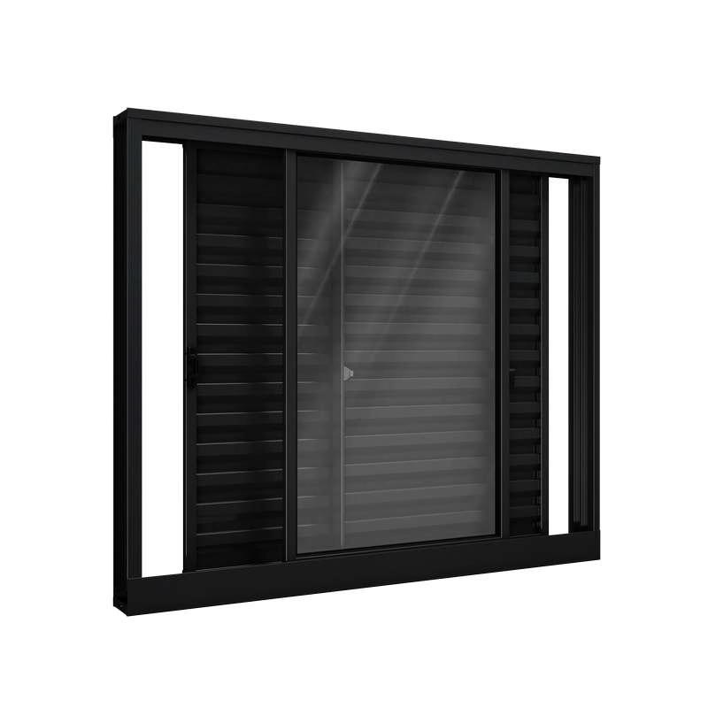 Janela De Alumínio Veneziana 100 X 150 X 10 Cm Preto 3 Folhas Riobras