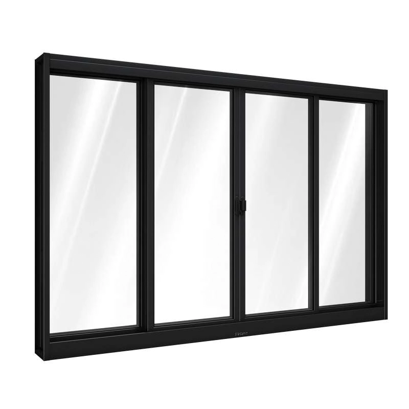 Janela De Correr De Aço 100 X 100 X 7 Cm Preto 4 Folhas Riobras Pronta