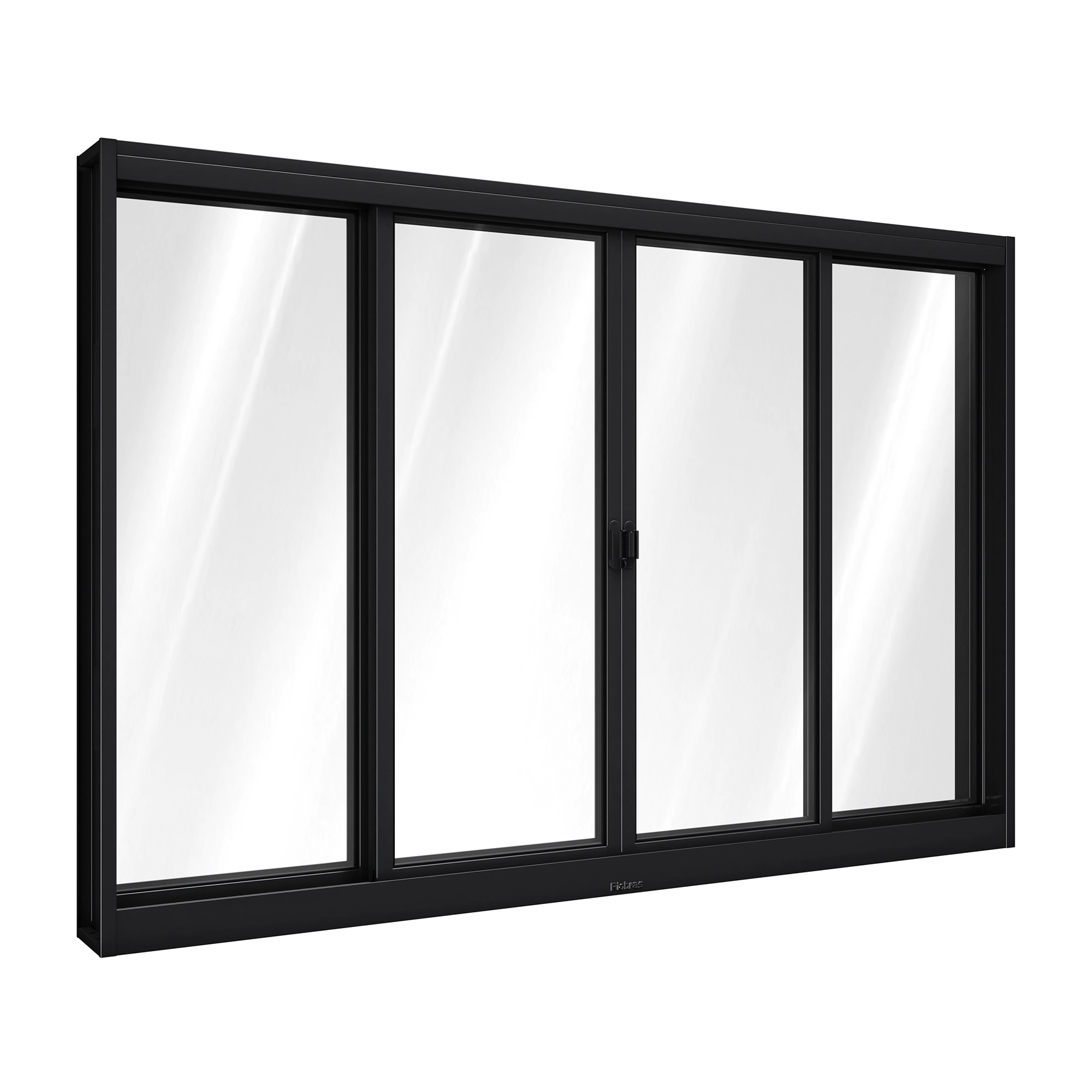 Janela de Correr 4 Folhas Aço Pintado Preto Aço Pronto com Vidro 100x200cm Riobras