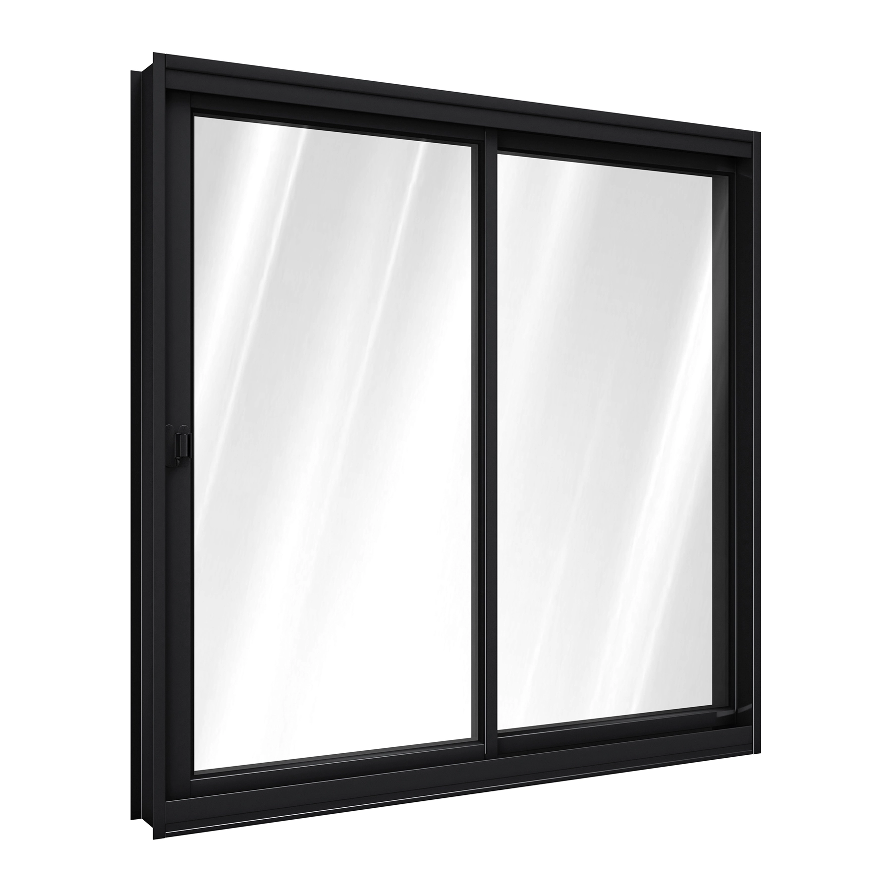 Janela de Correr 2 Folhas Aço Pintado Preto Aço Pronto com Vidro 100x100cm Riobras