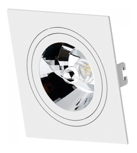 Kit 5 Spots Embutir Ar111 Quadrado Branco Face Plana - Saveenergy