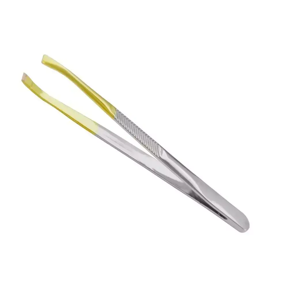 Pinça Reta com Ponta Dourada Profissional Inox Global Mil 1 unidade