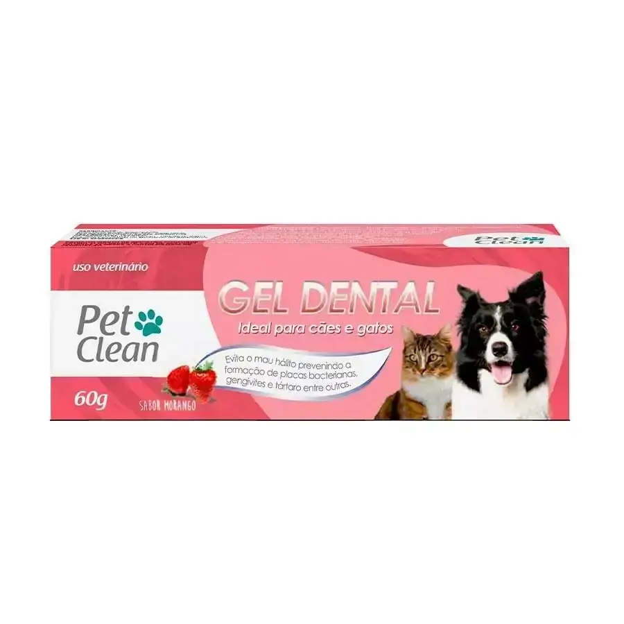 Gel Dental Sabor Morango 60G Cães e Gatos - Pet Clean
