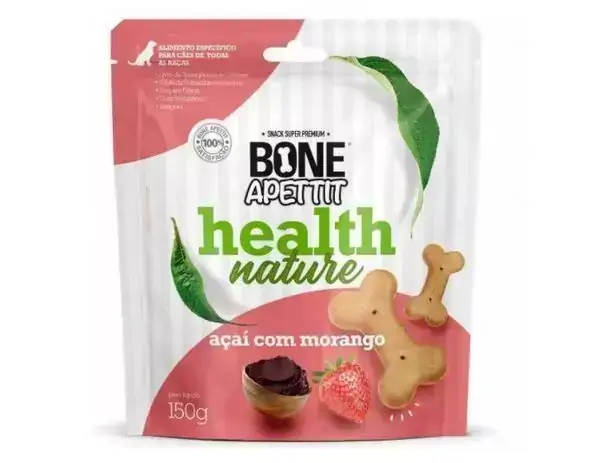 Petisco Biscoito Bone Apettit Health Fit Premium Pet Cães Açai com Morango