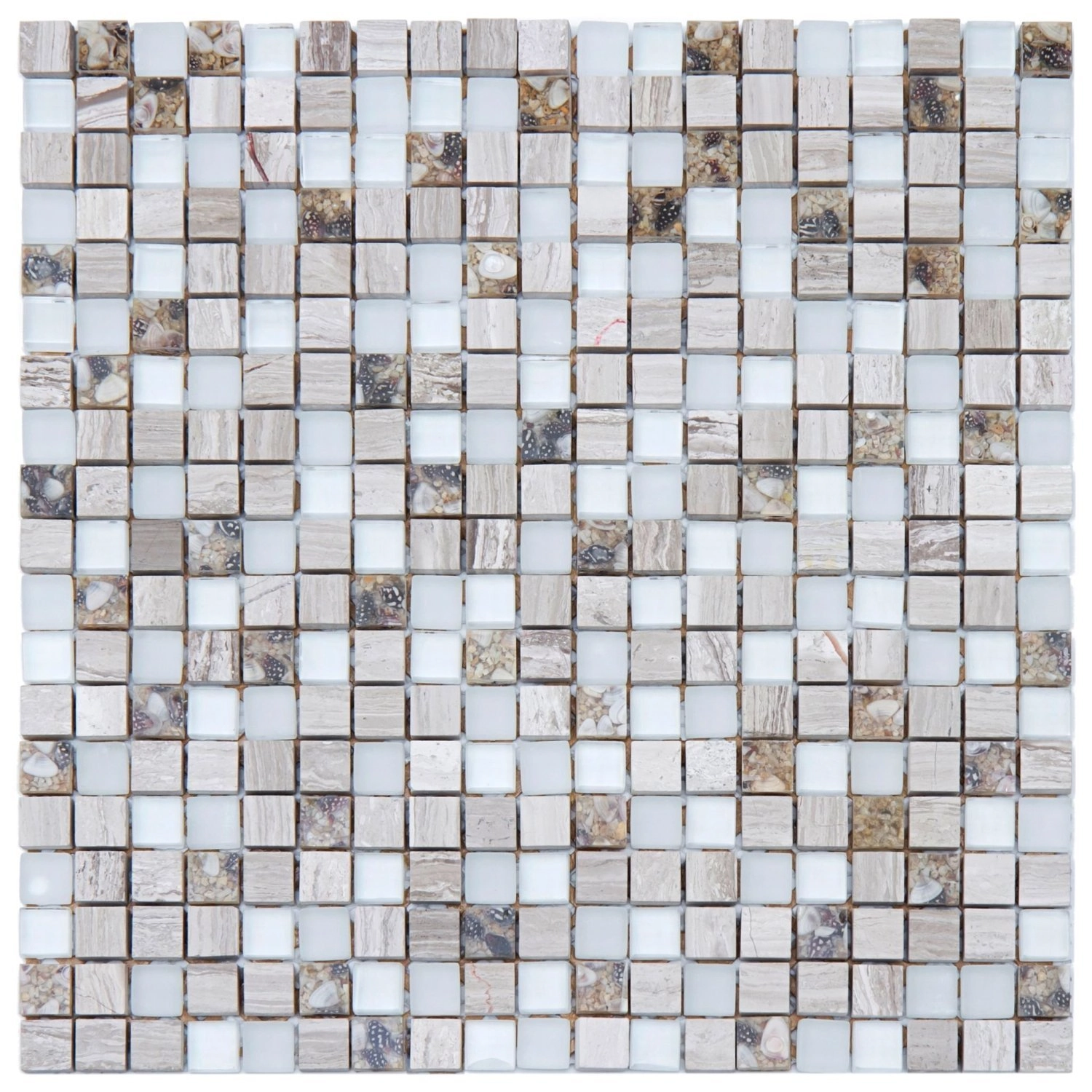 Pastilha De Vidro E Marmore De 31cm X 31cm Rende Glass Mosaic Marrom Claro