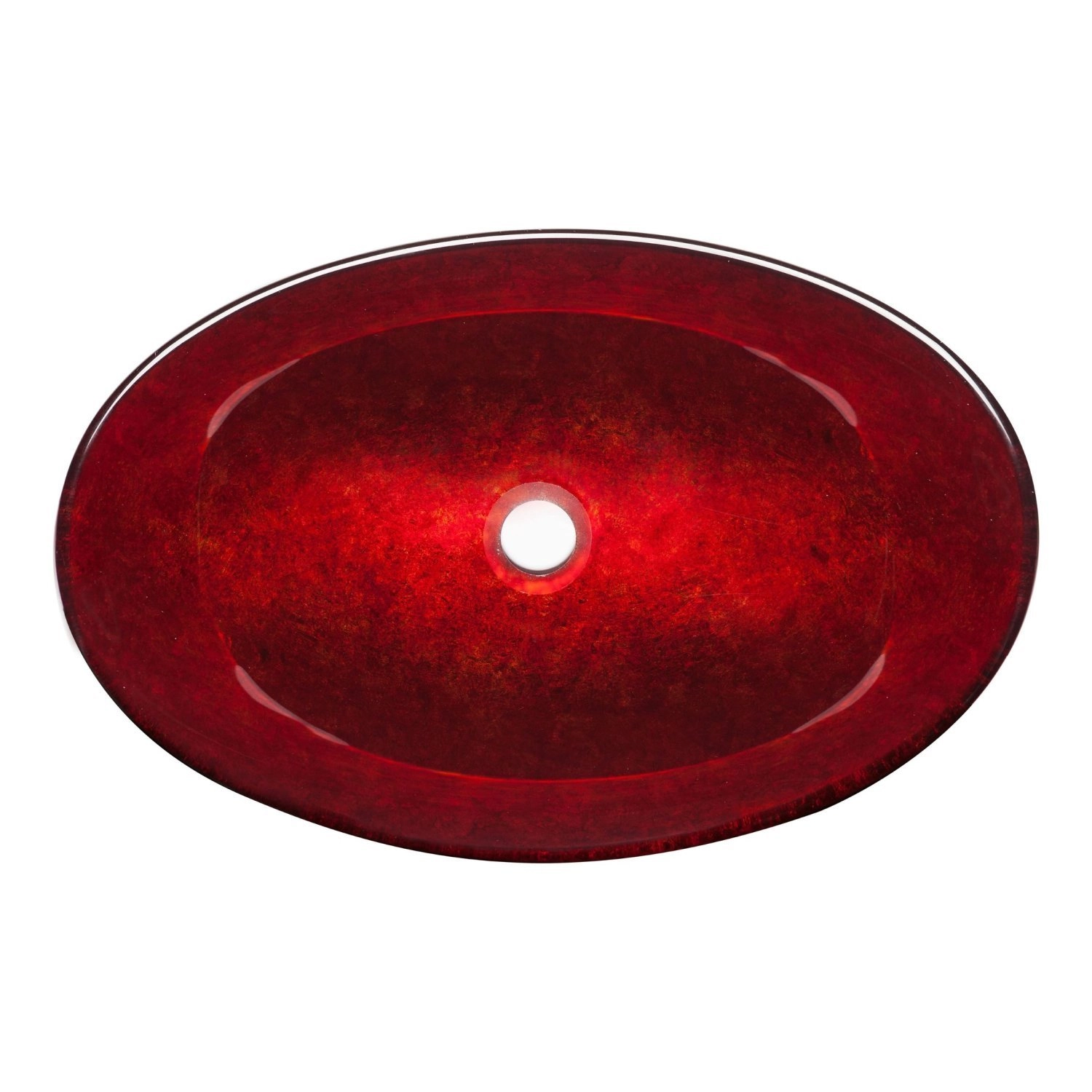 Cuba De Vidro Apoio Esmaltado Oval Glass Mosaic Preto E Vermelho