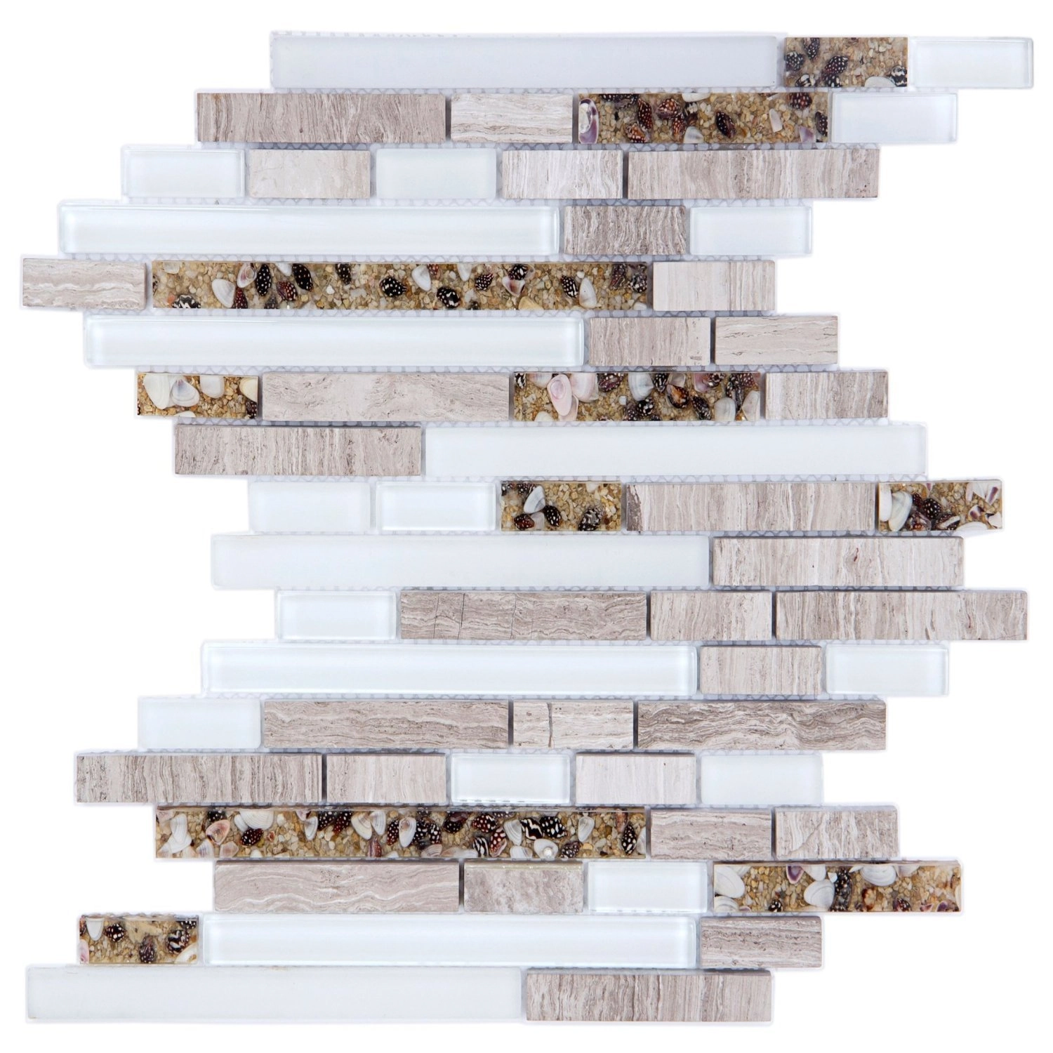 Pastilha De Vidro Marmore De 30cm X 30cm Rende Glass Mosaic Marrom/cinza/branco