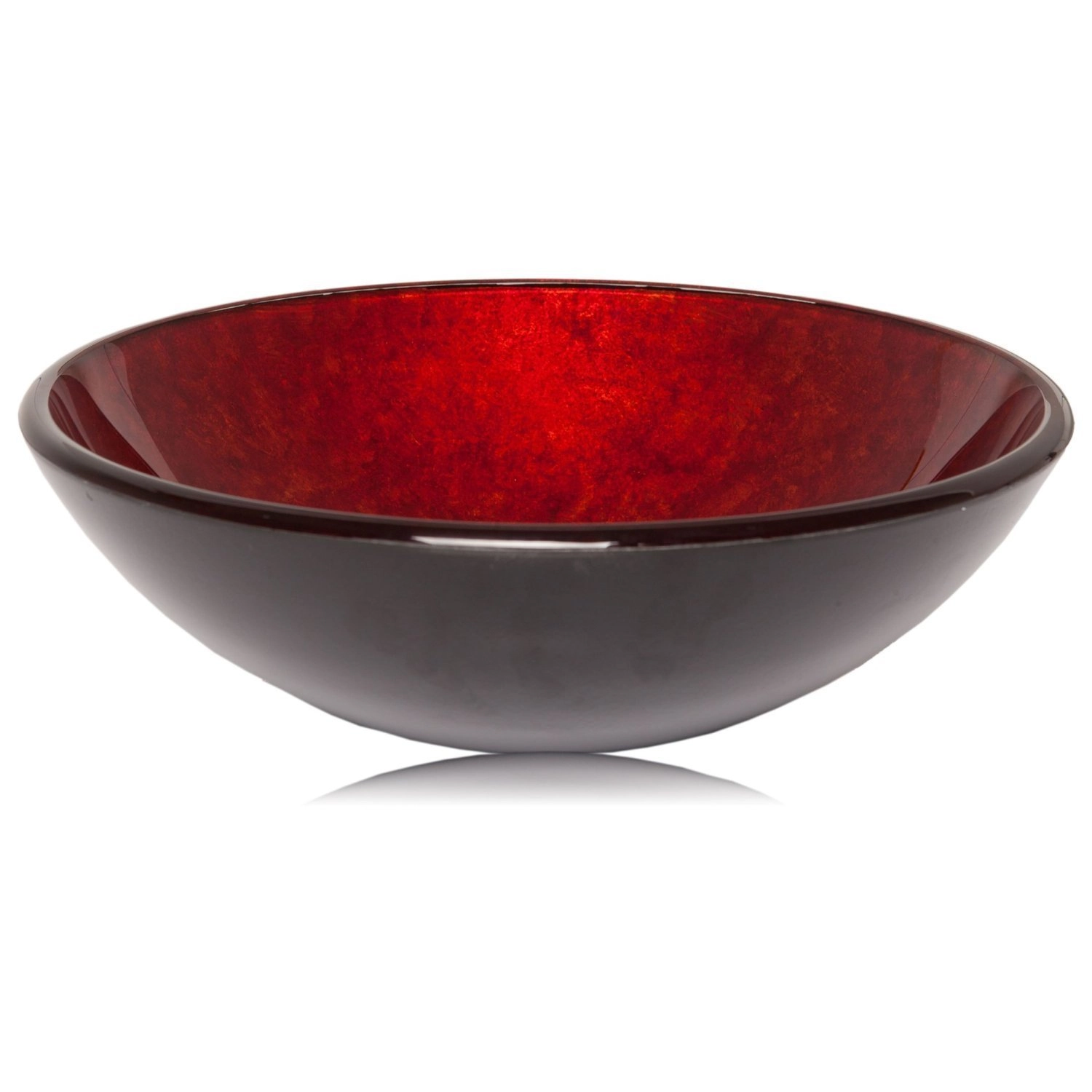 Cuba De Vidro Apoio Esmaltado Redondo Glass Mosaic Preto E Vermelho