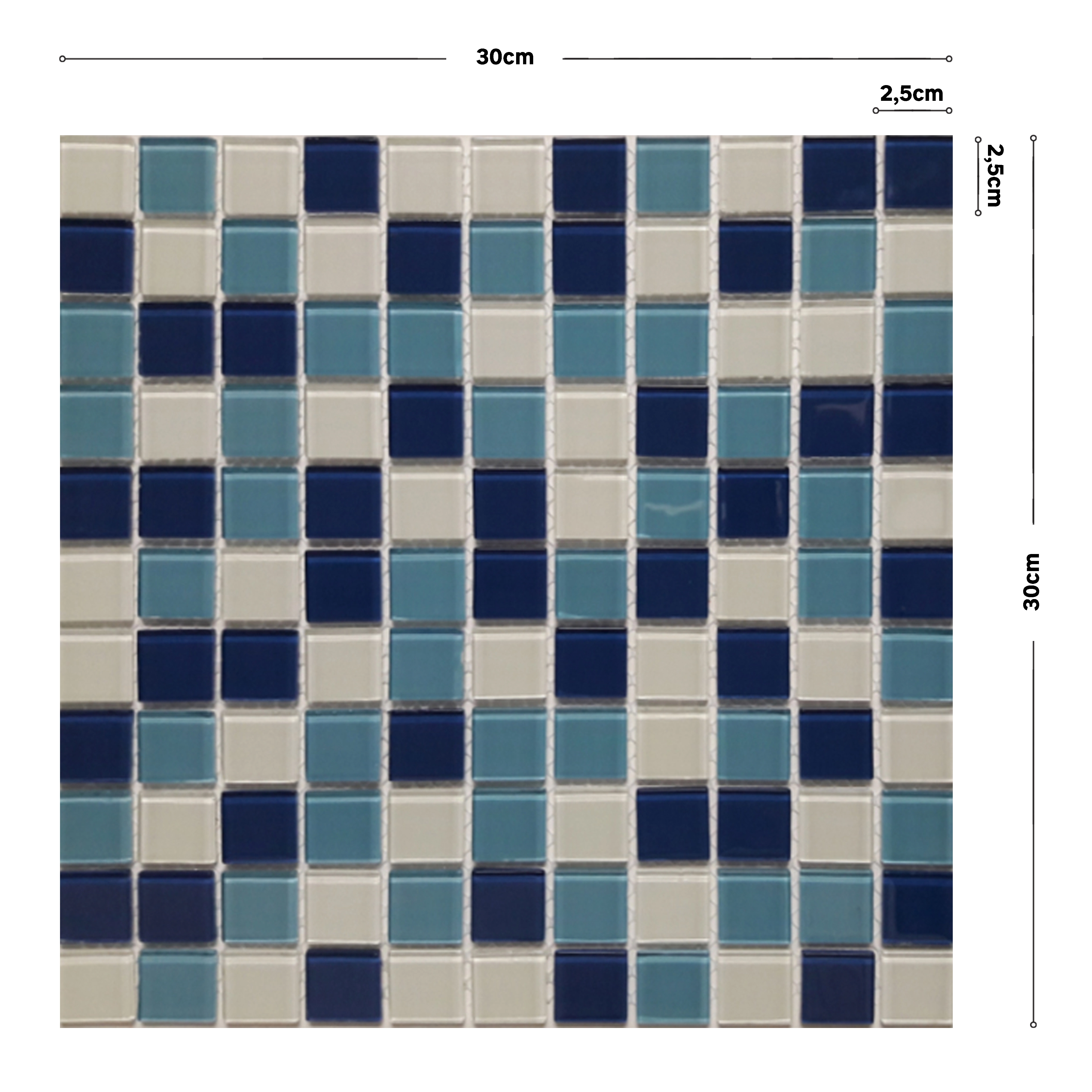 Pastilha Cristal MIX2512 30x30cm Glass Mosaic