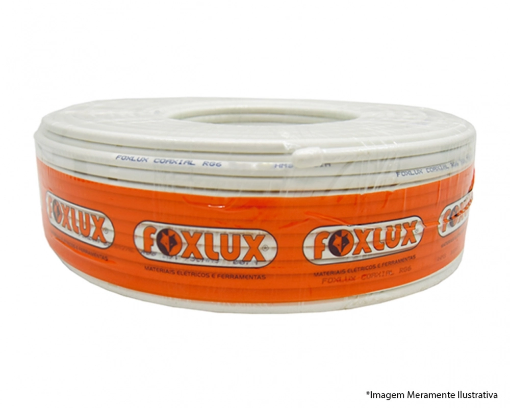 Cabo Coaxial Foxlux Rg6 67 100mts Branco