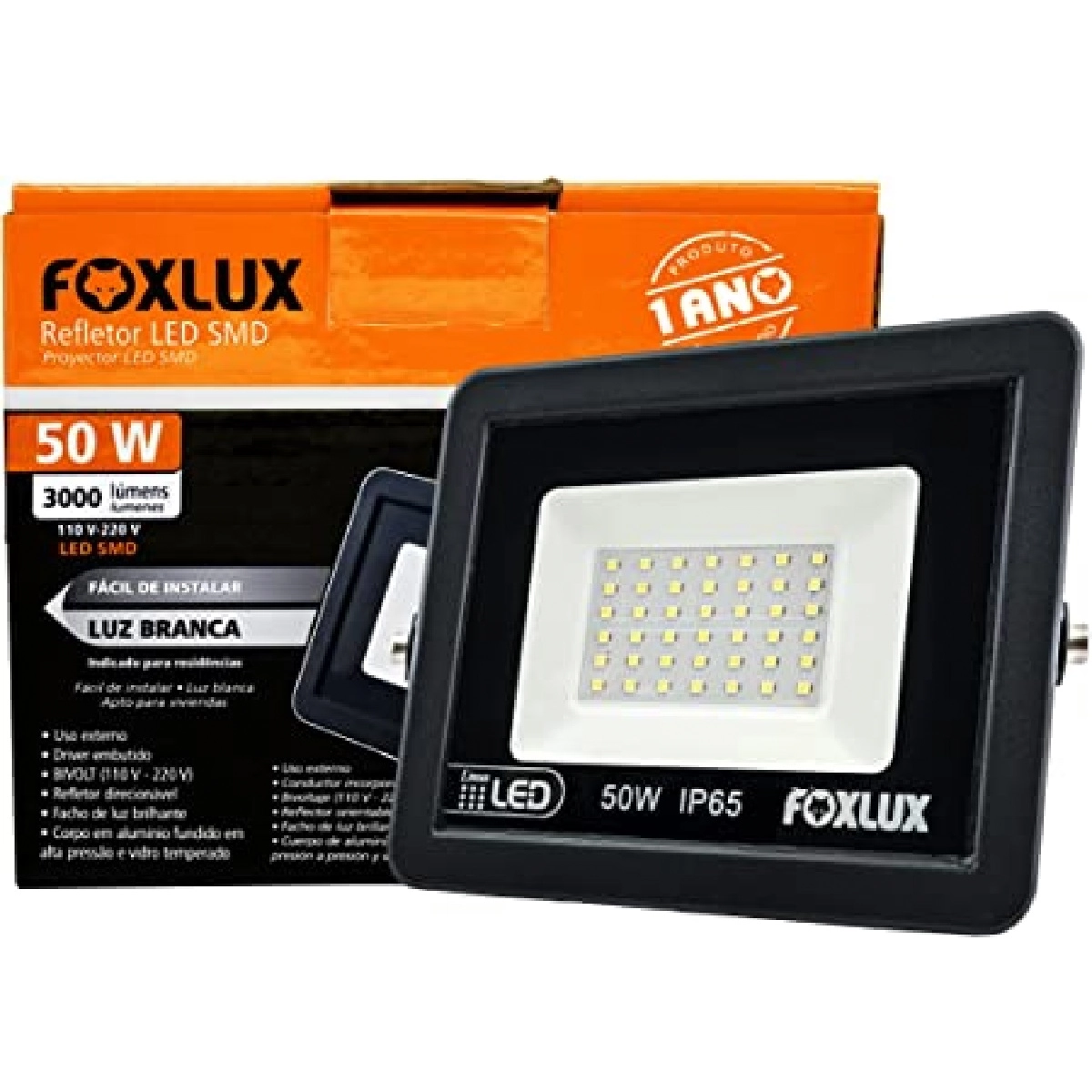 Refletor Led Foxlux 50w 6500k Bivolt