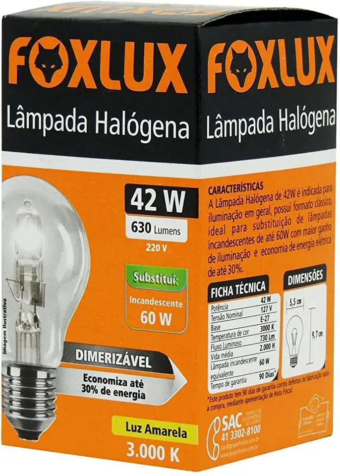 Lampada Halogena Foxlux 42w 220v