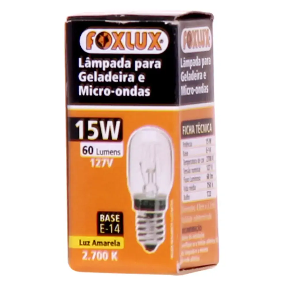 Lampada Geladeira/microondas 15w X 127v E14 Fox