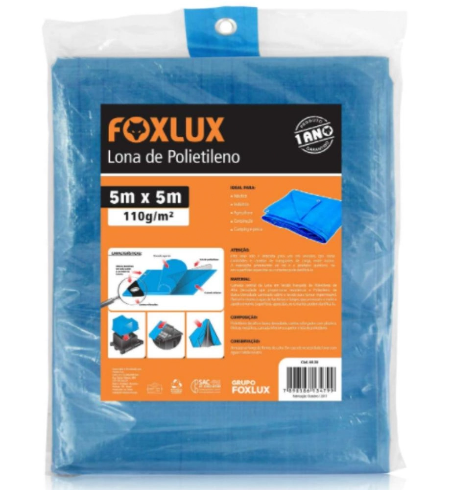 Lona Polietileno 5 M X 5 M Azul - Foxlux