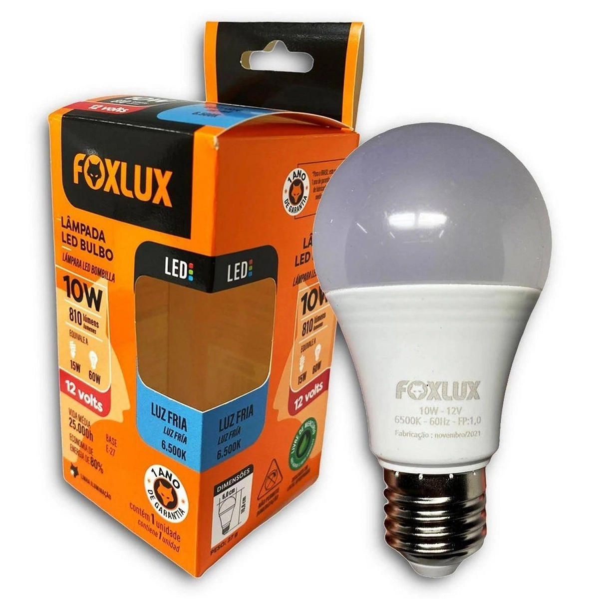 Lampada Led Bulbo 12 Volts 10w 6500k 8