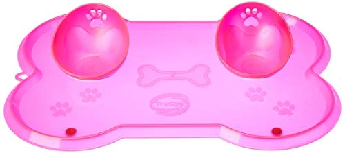 Kit Com 1 Jogo Americano Com 2 Comedouros De Plástico Para Cães Tamanho P Rosa Amfpet