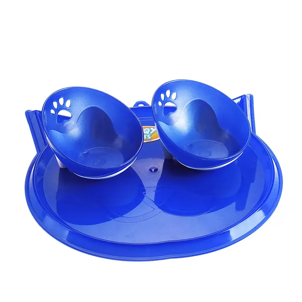 Jogo Americano Gato 2 Comedouros Pequeno Azul