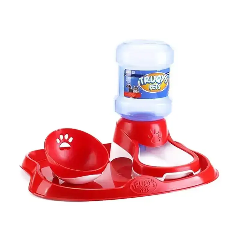 Kit Bandeja Bebedouro e Comedouro Inclinável Truqys Vermelho