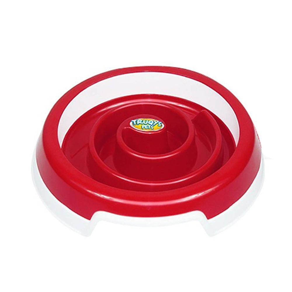 Comedouro Truqys Slow Food Para Cã Es E Gatos Vermelho Tamanho G