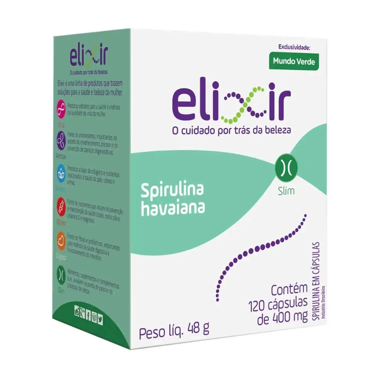 Spirullina Havaiana 400mg 120caps - Elixir