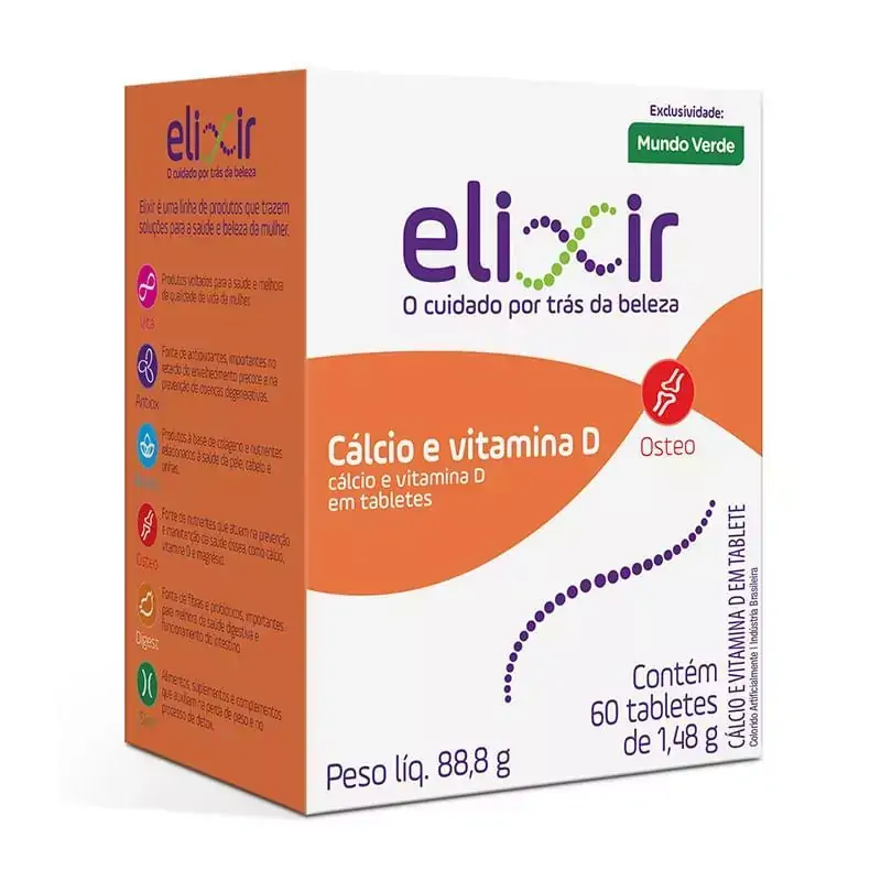 Cálcio e Vitamina D 1480mg 60tabs - Elixir