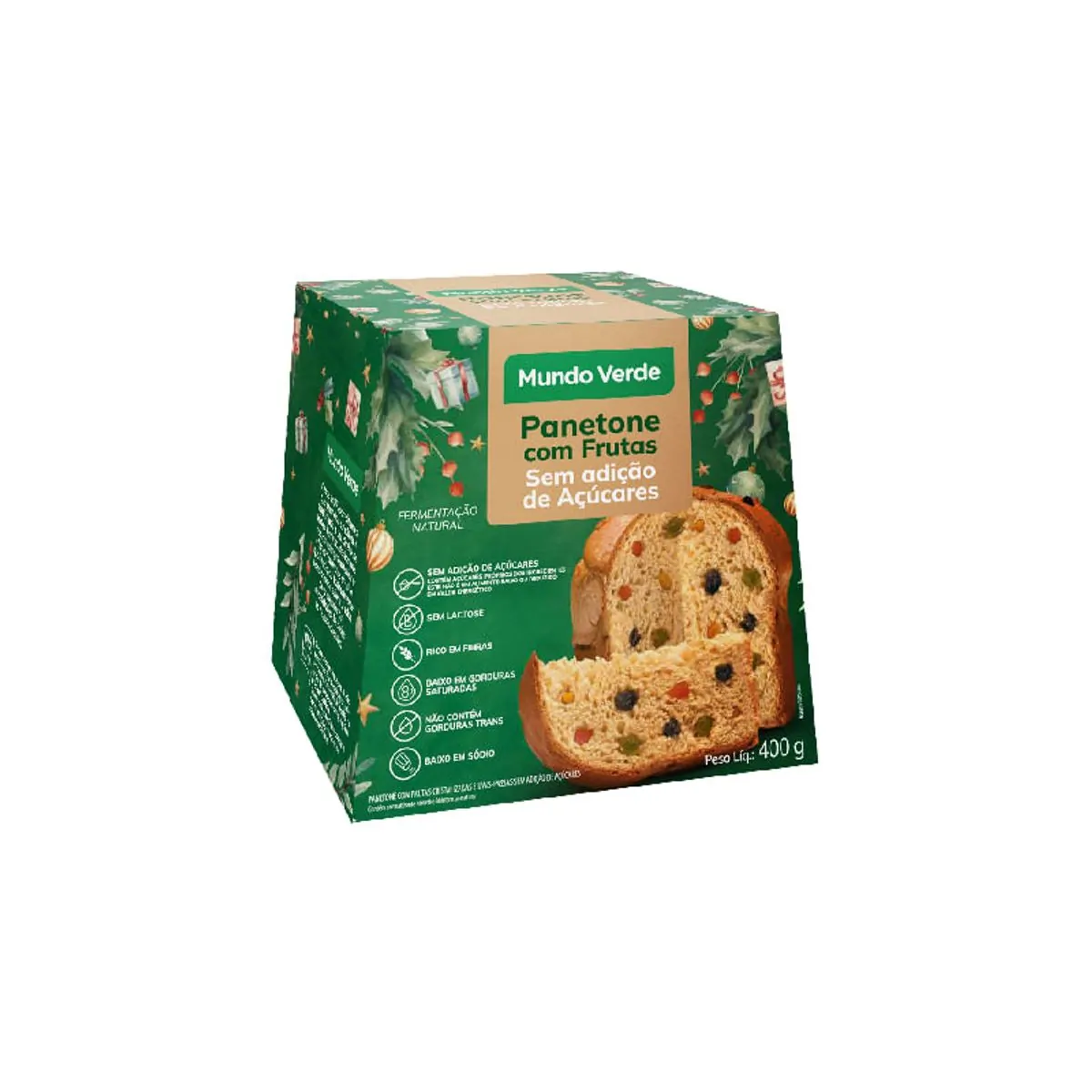 Panetone com Frutas Sem Adição de Açúcares Mundo Verde 400g