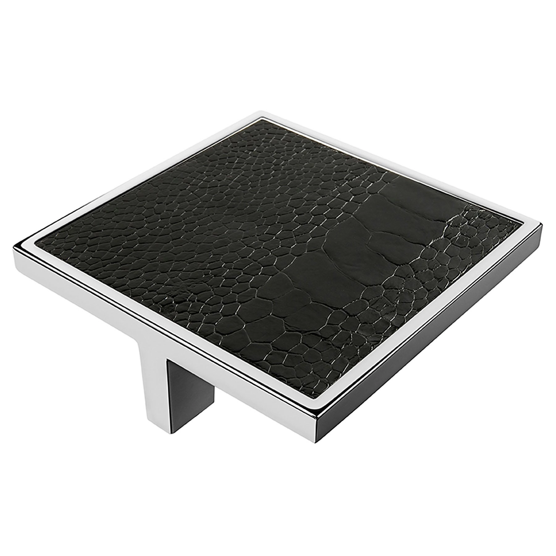 Puxador para Móveis Nero 64mm Zamac Cromado Prata e Preto Akeo