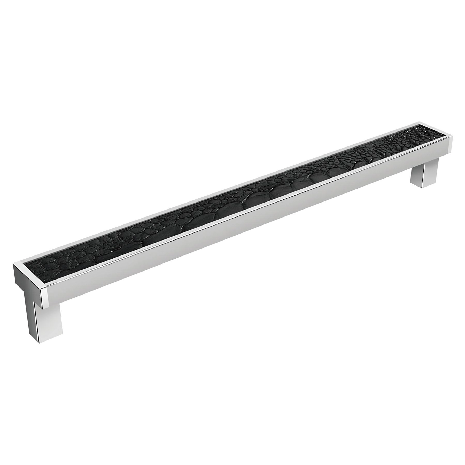 Puxador para Móveis Purity 224mm Zamac Cromado Prata e Preto Akeo