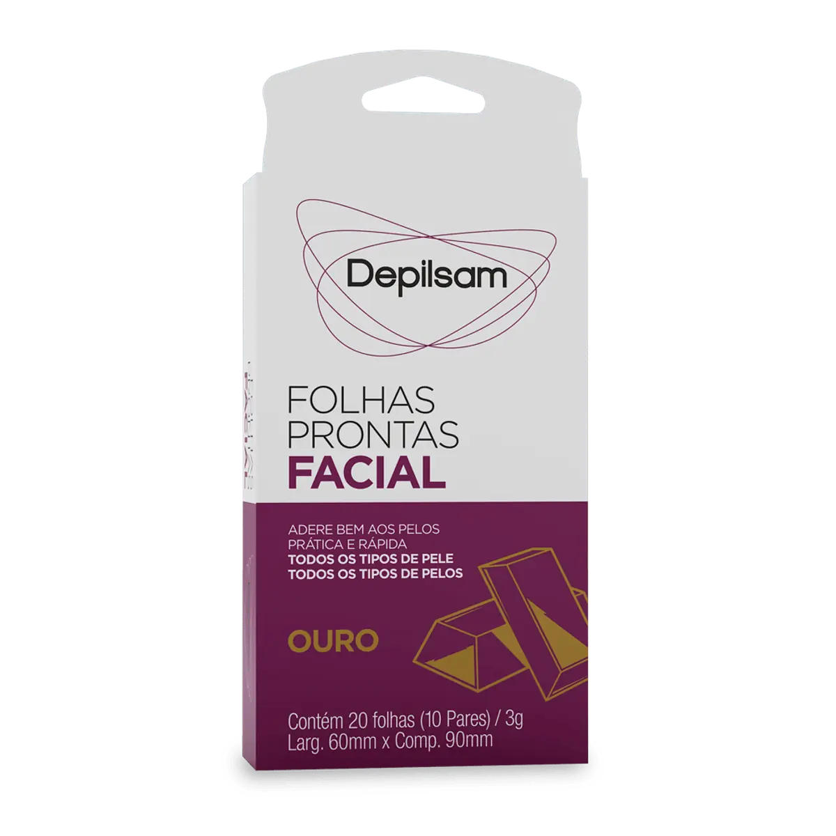 Folhas Para Depilação Facial Ouro Depilsam 60mm X 90mm 20 Unidades