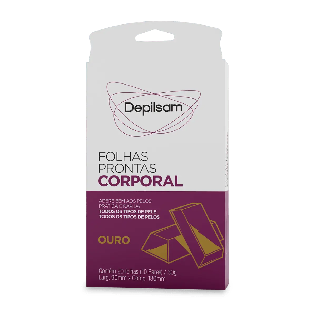 Folhas Para Depilação Corporal Ouro Depilsam 90mm X 180mm 20 Unidades