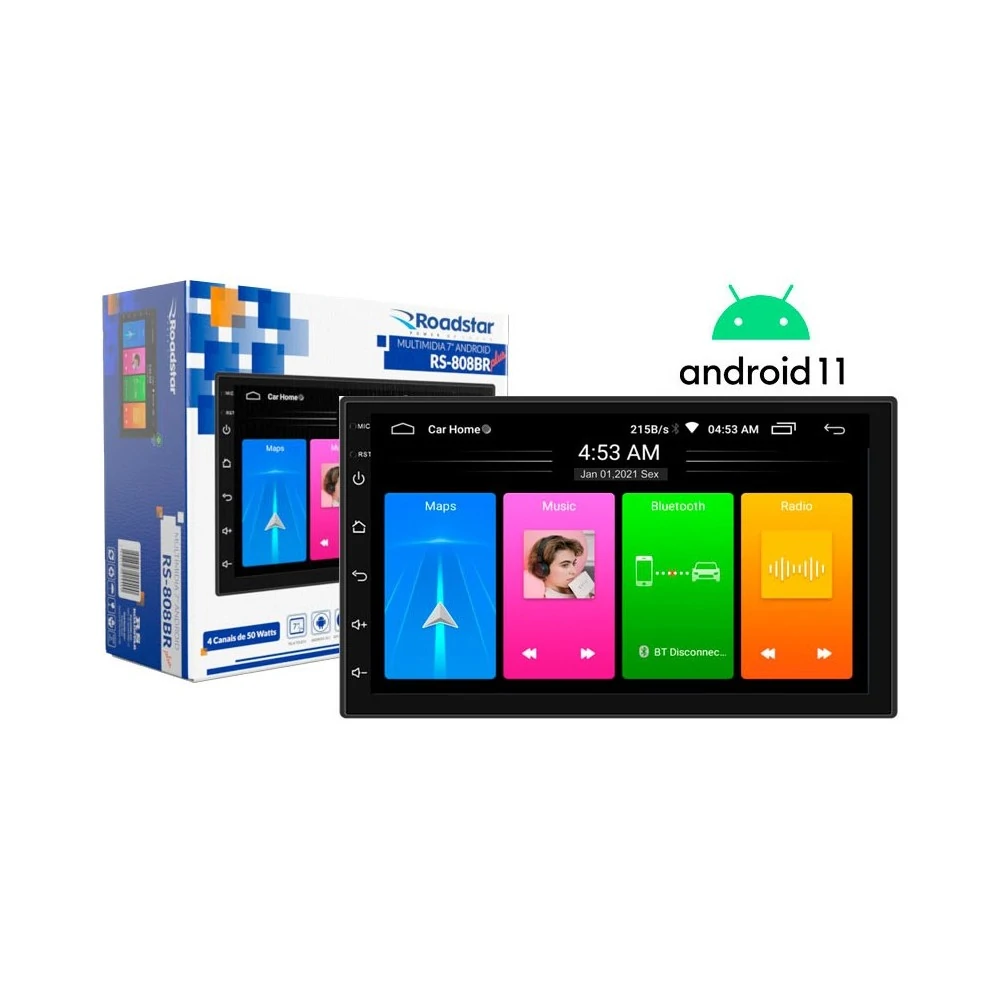 MULTIMIDIA 7" 2DIN USB/AUX/FM/BLUE/GPS - ROADSTAR BRASIL RS808BRPLUS