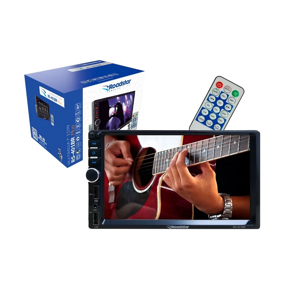 Reprodutor de Vídeo Multimidia 7 Pol. 1Din Usb/Auxiliar/Fm/Bluetooth - ROADSTAR BRASIL RS401BRPLUS