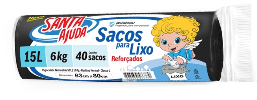Saco Lixo Santa Ajuda 15l Preto