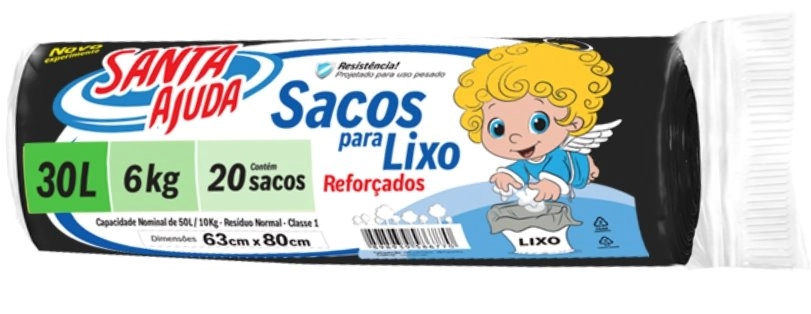 Saco Lixo Santa Ajuda 30l Preto