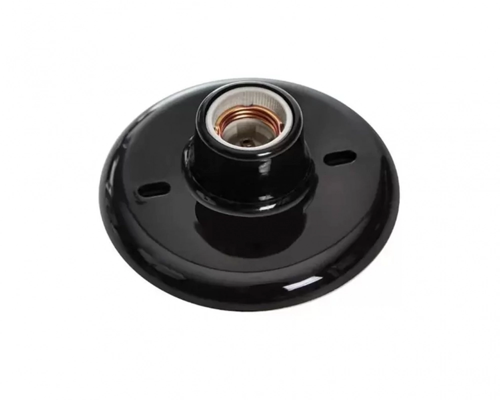 Plafon Com Bocal Porcelana 100w E27 Preto