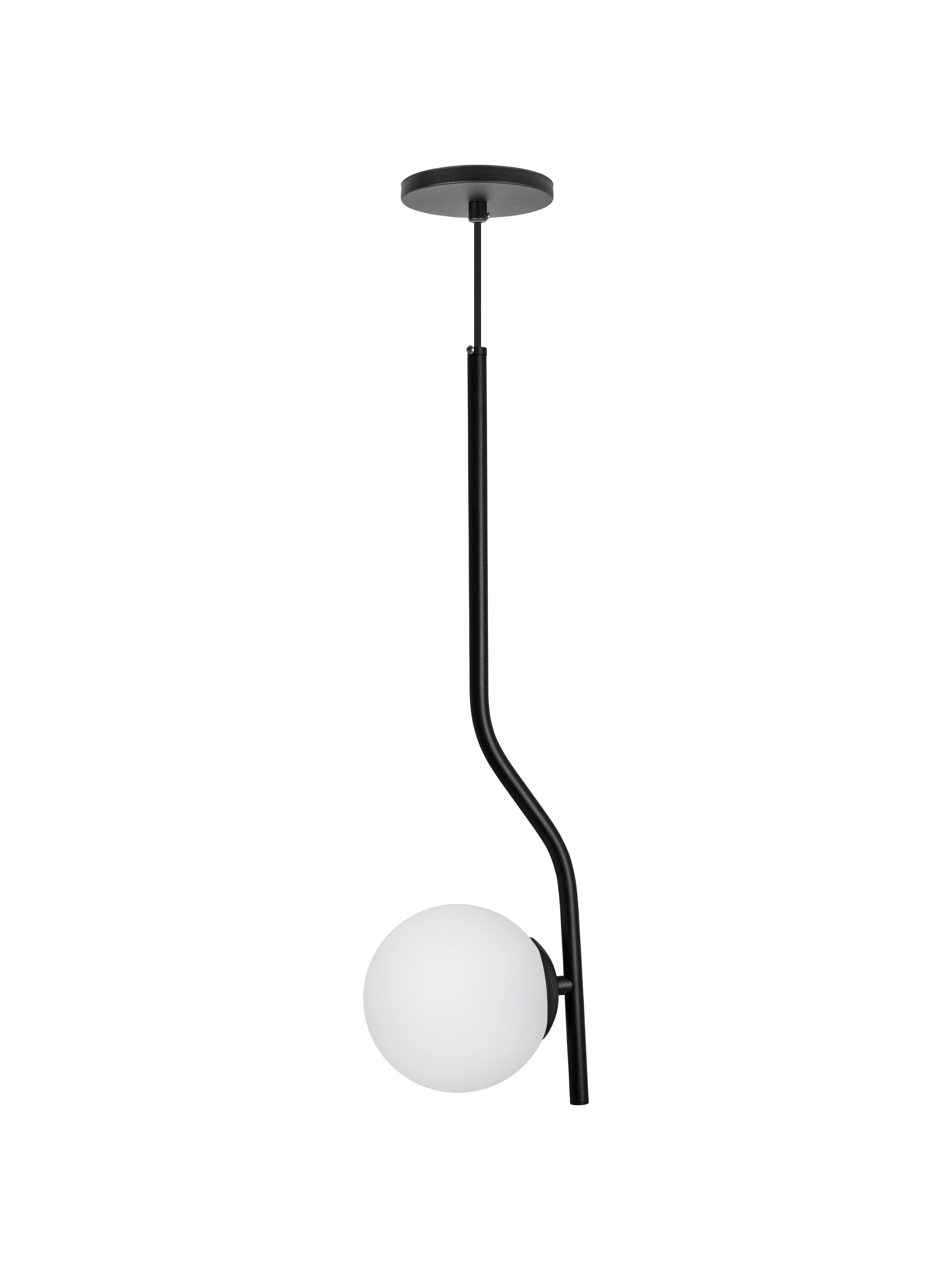 Pendente Jabuticaba Angular Globo Vidro Inclinado Preto