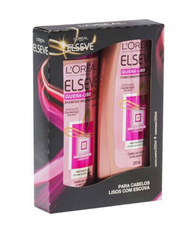 Kit Shampoo Condicionador Elseve 200ml Quera Liso Loreal Paris