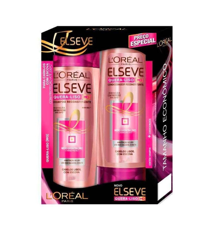 Kit Shampoo Condicionador 400ml Elseve Quera Liso Reconstituinte Loreal Paris