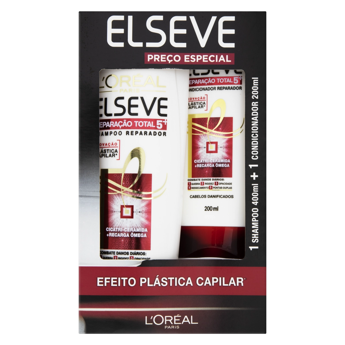 Kit Shampoo 400ml Condicionador 200ml Loréal Paris Elseve Reparação Total 5