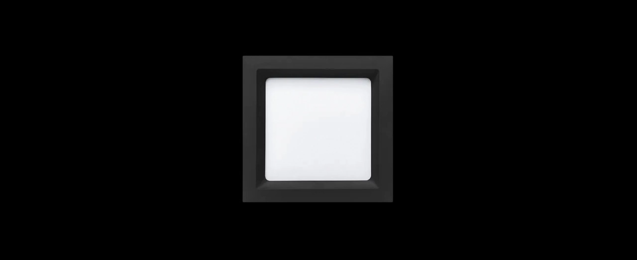 Painel De Embutir Recuado Deep 12w 17x17cm Stella - Preto - Luz Quente ( 2700k - 3000k)
