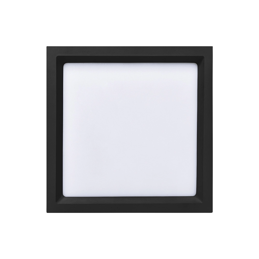 Painel De Led Stella Quadrado Deep De Embutir Recuado 22w Bivolt Preto 3000k Luz Amarela
