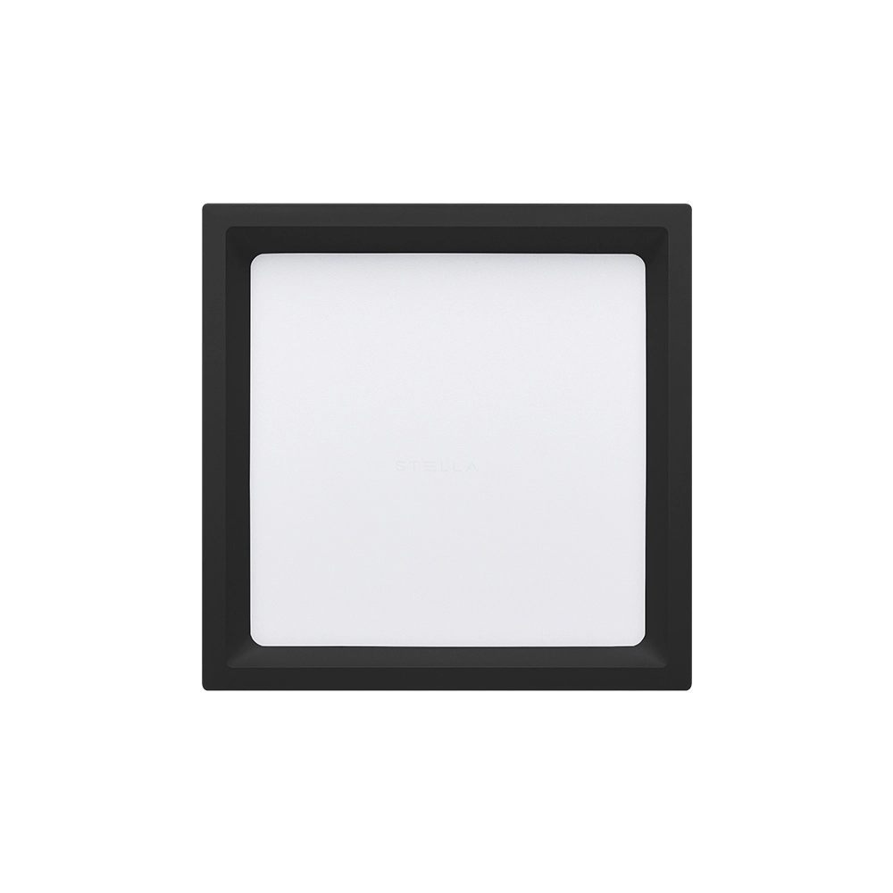 Painel De Led Stella Quadrado Deep De Sobrepor Recuado 17w Bivolt Preto 3000k Luz Amarela Sth20903pto/30