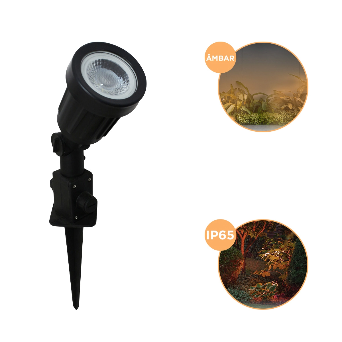 Refletor Led Opus Espeto Jardim 5w À Prova D água Bivolt - Preto - Âmbar - 110v/220v