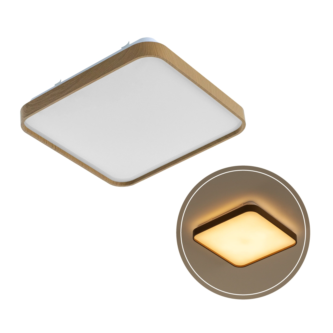 Plafon Metal E Acrílico Amadeirado Timber Led 24w 3000k 40cm St1936