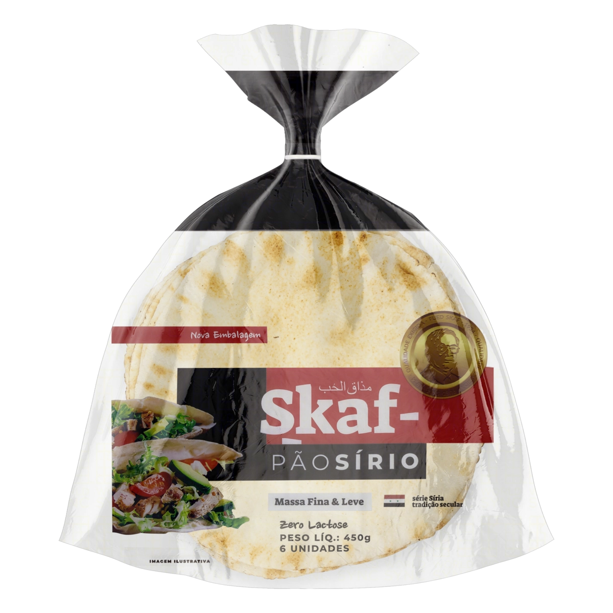 Pão Sírio Zero Lactose Skaf Pacote 450g