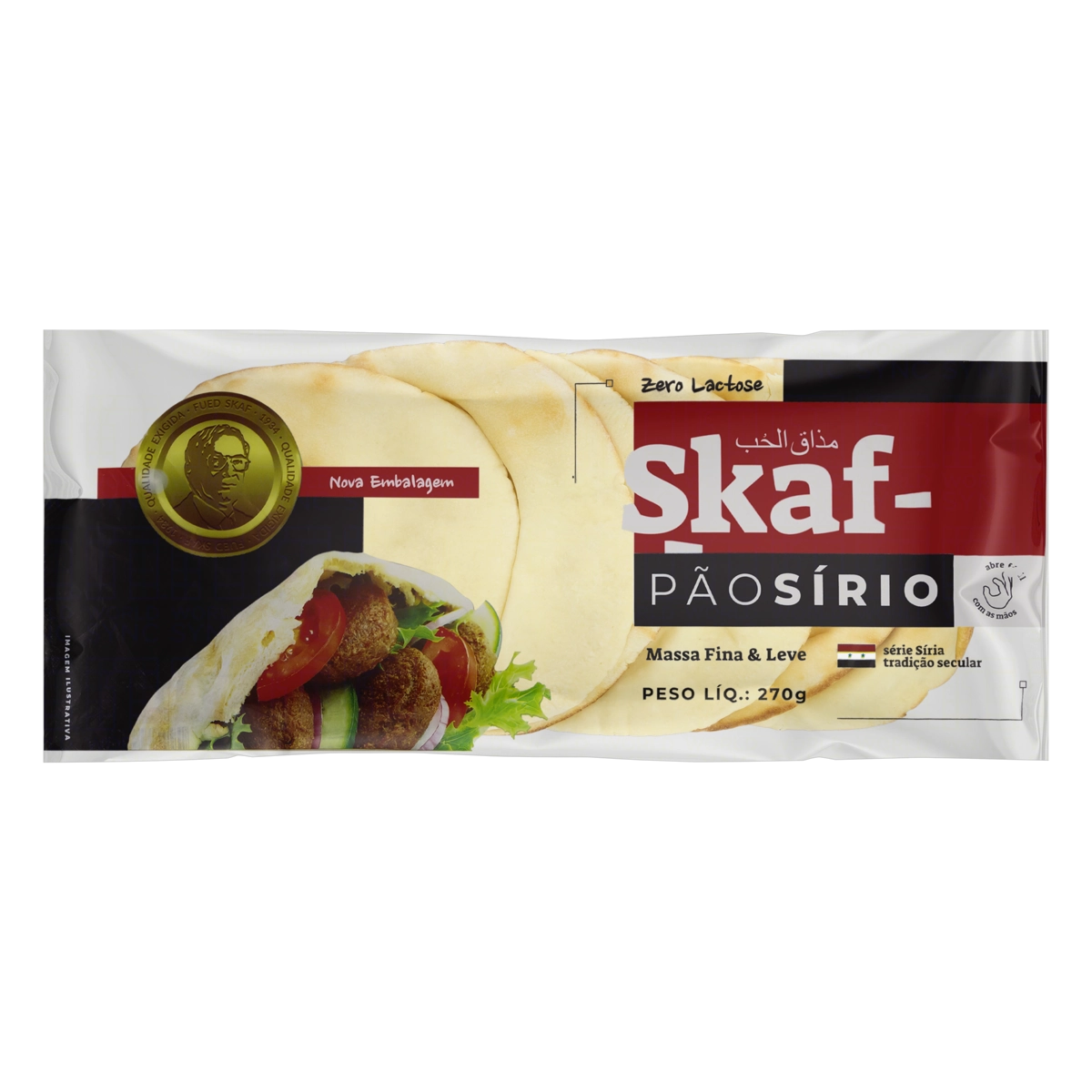 Pão Sírio Zero Lactose Skaf Pacote 270g
