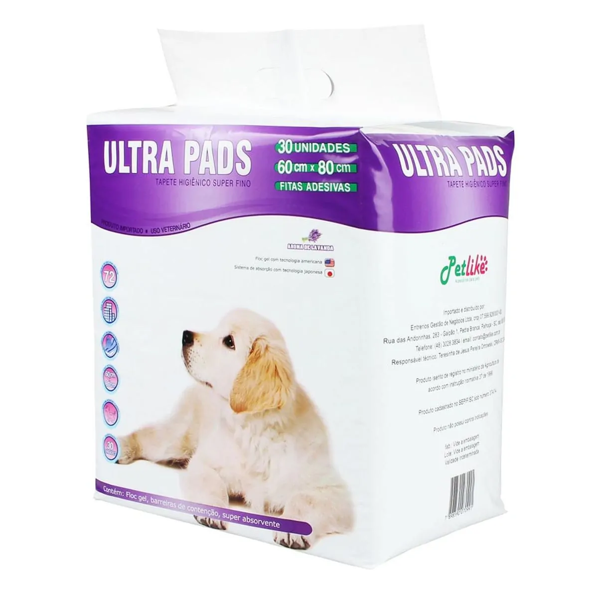 Tapete Higienico Ultra Pads 60x80cm 30 Unidades Aroma Lavanda A26cm L20cm C20cm