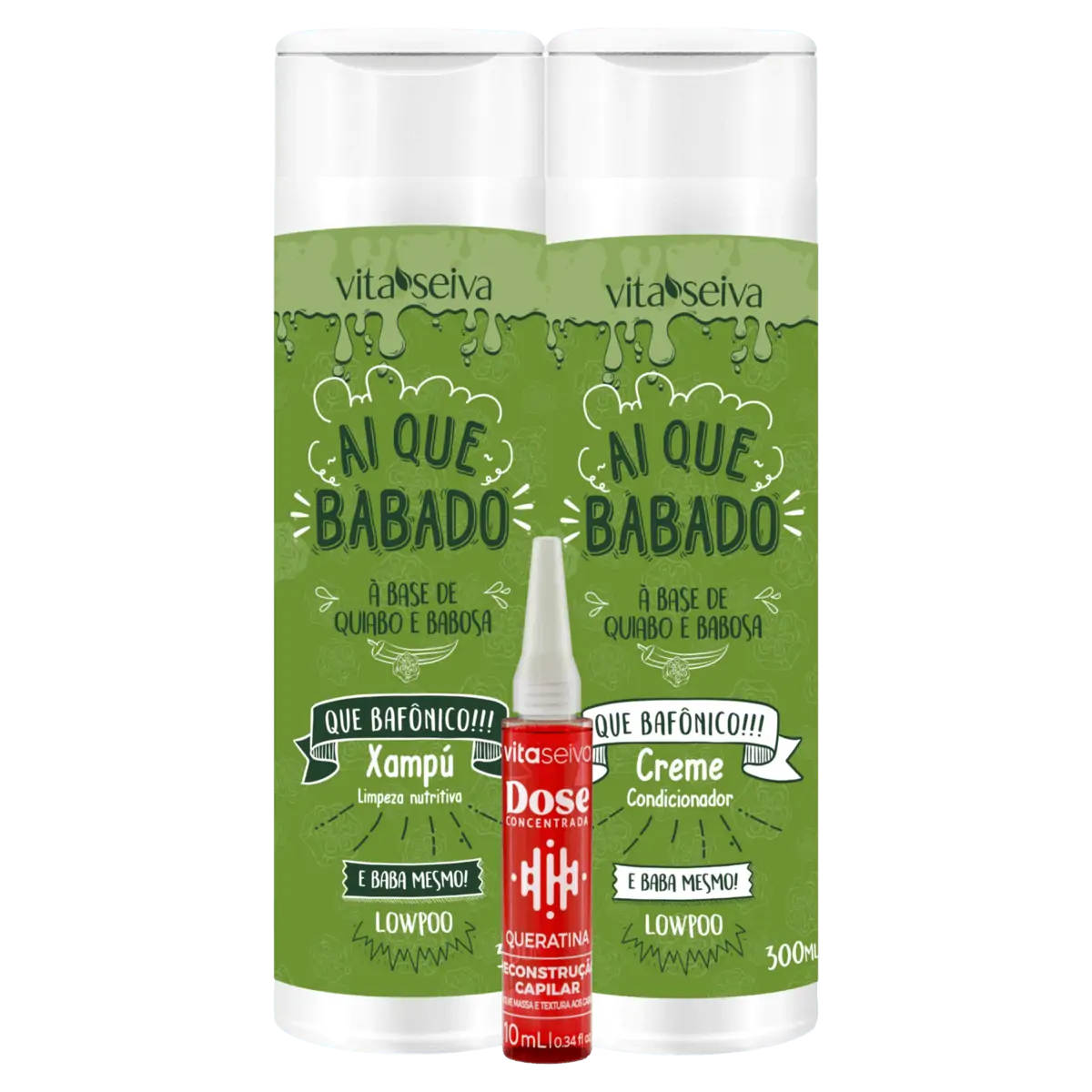 Kit Shampoo 300ml Condicionador 300ml Ai Que Babado Ampola De Tratamento Queratina Dose Concentrada
